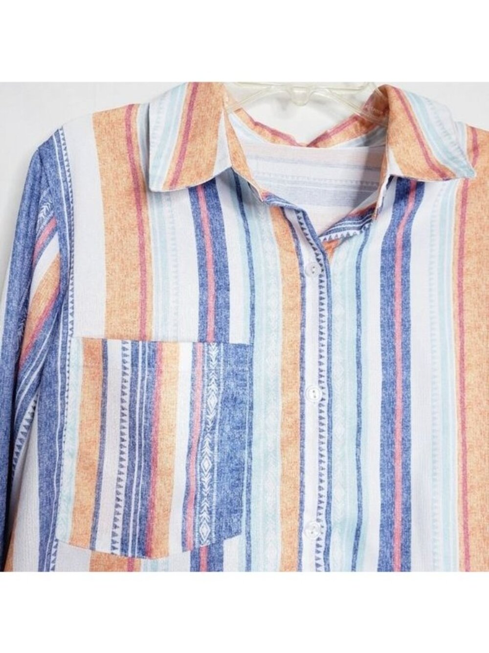 90s Vintage Style Southwestern Striped Button Down Shirt Top Women's Small - Picture 4 of 10
